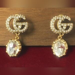 Gucci Gold Crystal Earrings/ FULL INCLUSION
